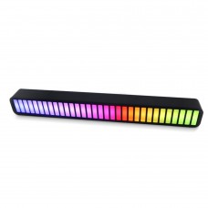 32 Bit RGB Sound Field Pickup Ambient Light Voice Activated Pickup Rhythm Light Sound Reactive LED Light Bar Colorful Fashionable BT Control Lamp Bar for Car Home Office Decoration