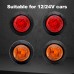 50PCS Red 3/4 Inch Round Clearance LED Front Rear Side Indicator Waterproof Car Signal Lamp for 12V/24V Car Truck RV Bus Van