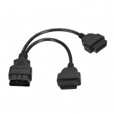 OBDII Splitter Extension Cable 16pin Male to Dual Female Cord Compatible for All OBDII Vehicles 30cm