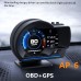 Car HUD Display, OBDⅡ+GPS Smart Gauge High Definition Speedometer Car Diagnostic Tool OBD Fault Code Elimination Safe Driving Computer Overspeed Fault Alarm for All Vehicles