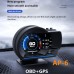 Car HUD Display, OBDⅡ+GPS Smart Gauge High Definition Speedometer Car Diagnostic Tool OBD Fault Code Elimination Safe Driving Computer Overspeed Fault Alarm for All Vehicles