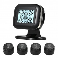 GOOLSKY TPMS Tire Pressure Monitoring System Wireless Real-time  LCD Display 4 External Sensors Alarm Function