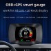 Car HUD Head-Up Display, OBDII Smart Digital Meter, OBD+GPS Dual System, Car Diagnostic Tool Fault Code Elimination, Vehicle Speed Engine RPM Water Temperature Fuel Consumption Voltage Display