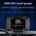 Car HUD Head-Up Display, OBDII Smart Digital Meter, OBD+GPS Dual System, Car Diagnostic Tool Fault Code Elimination, Vehicle Speed Engine RPM Water Temperature Fuel Consumption Voltage Display