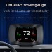 Car HUD Head-Up Display, OBDII Smart Digital Meter, OBD+GPS Dual System, Car Diagnostic Tool Fault Code Elimination, Vehicle Speed Engine RPM Water Temperature Fuel Consumption Voltage Display